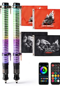 KEMIMOTO LED Whip Lights Aluminum UV Resistant 2ft-0