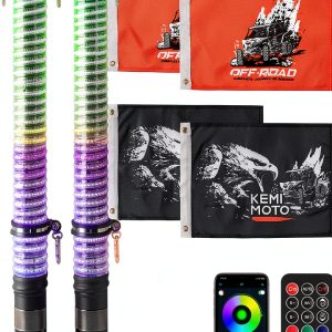 KEMIMOTO LED Whip Lights Aluminum UV Resistant 2ft-0
