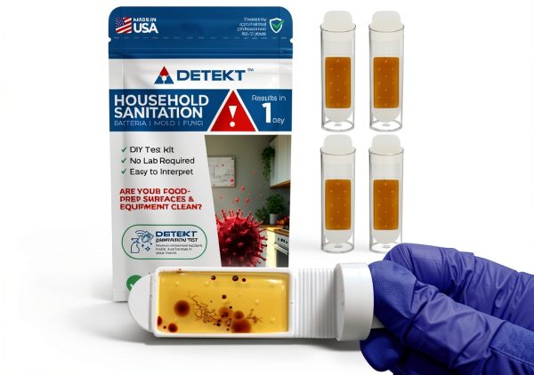 #1 Kitchen Microbial Growth Test Kit by Detekt® – Simple DIY Screeining for Surfaces, Food Prep, & Indoor Spaces – Made in USA (1 Kit = 4 Tests)-0